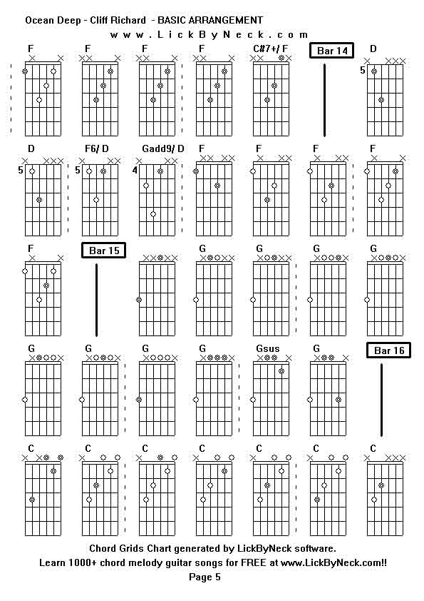 Chord Grids Chart of chord melody fingerstyle guitar song-Ocean Deep - Cliff Richard  - BASIC ARRANGEMENT,generated by LickByNeck software.